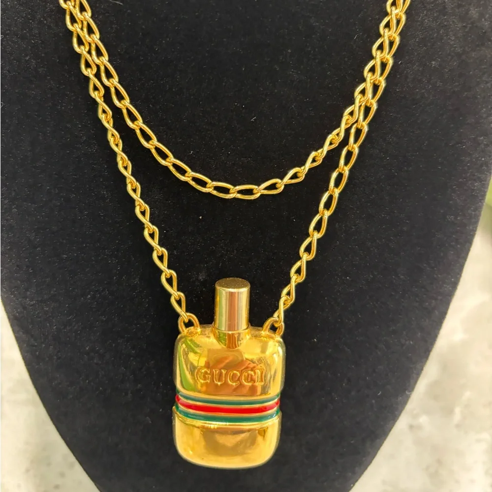 Gucci Sherry Line Perfume Bottle Pendant Necklace with box/pouch (COA) 30 inches - Picture 1 of 5